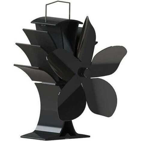Accessoires pour cheminées et poêles Poêle à bois Ventilateur 5 Hélices 60-350°C Chaud Chaud Auto-alimenté Sans électricité Noir (1/5)