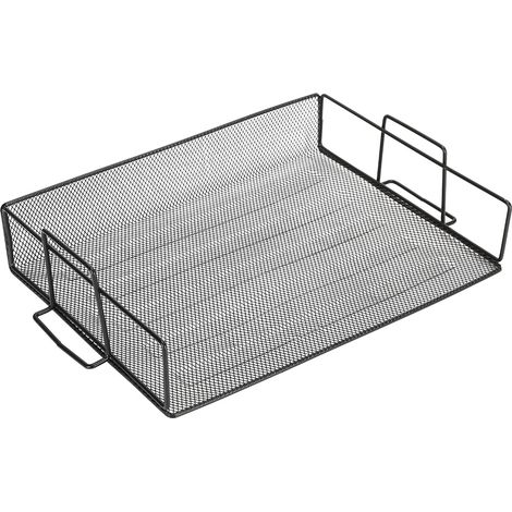 Classeur à courrier multi-niveaux, organiseur de bureau en métal, porte-revues horizontal, rangement de documents, casier empilable pour lettres, finition noire. (1/5)