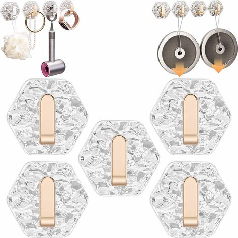 Crochets adhésifs hexagonaux effet vague, sans perçage, pour salle de (1/5)