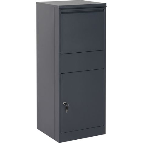Buzón de paquetería de acero cerradura con llave tapa abatible resistente a la intemperie exterior gris grafito Otranto (1/5)
