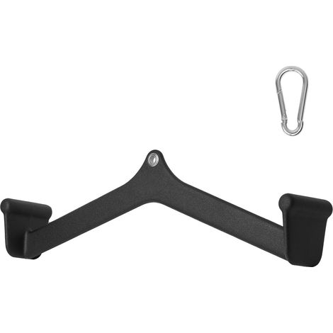 Barre de tirage verticale pour machine à câble, poignée en V pour rameur, accessoire musculation dos et triceps, grip caoutchouc, compatible home gym. (1/5)