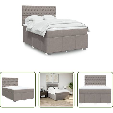 vidaXL Taschenfederkern - Boxspringbett mit Matratze Taupe 140x200 cm Stoff (1/5)
