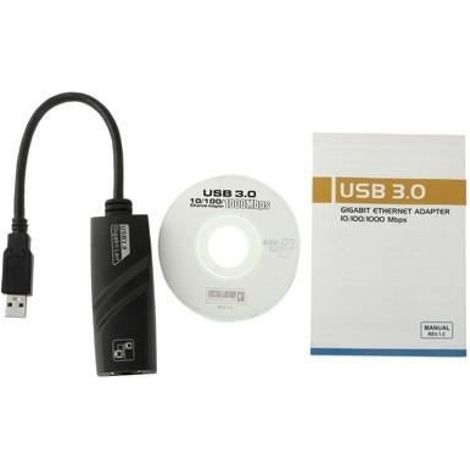 Adaptateur Ethernet RJ45 - USB 3.0 - 10/100/1000 Mbps - Plug and Play - Noir (1/4)