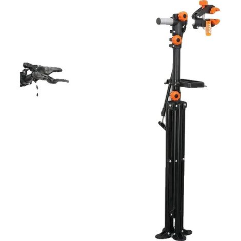 Support de réparation de vélo, en acier robuste, hauteur réglable de 38 à 65 pouces, capacité de charge de 80 lbs, pince pivotante à 360 degrés, porte-outils (1/5)