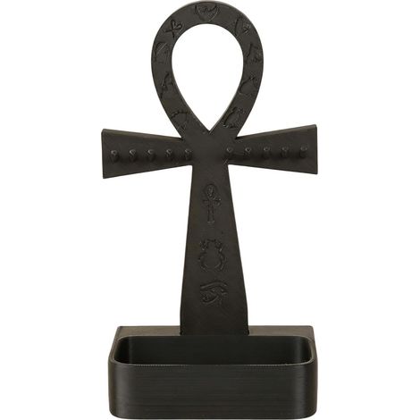 Porte-bijoux gothique en forme de croix Ankh Rangement pour boucles d'oreilles Porte-bijoux décoratif pour femmes, hommes, mères, collectionneurs, chambre, salle de bain, coiffeuse, table de chevet, (1/5)