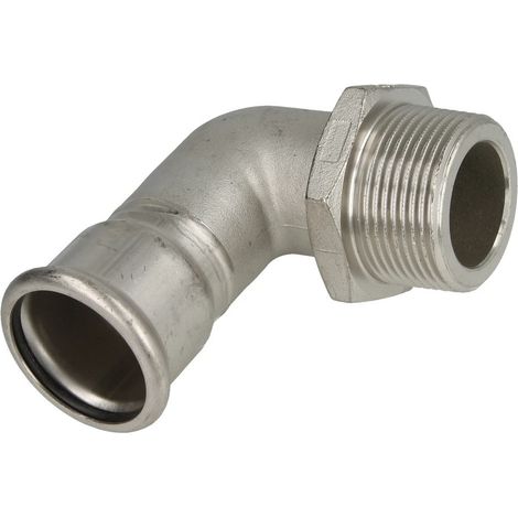Raccord à sertir inox équerre 15 mm x 1/2'' FM contour M