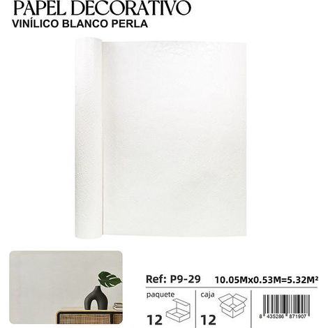 Papier peint vinyle blanc perle