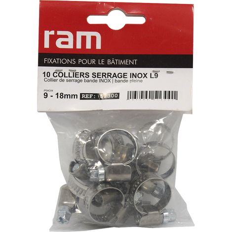 Sachet de 10 colliers de serrage Inox Ø9-18 - RAM (1/3)