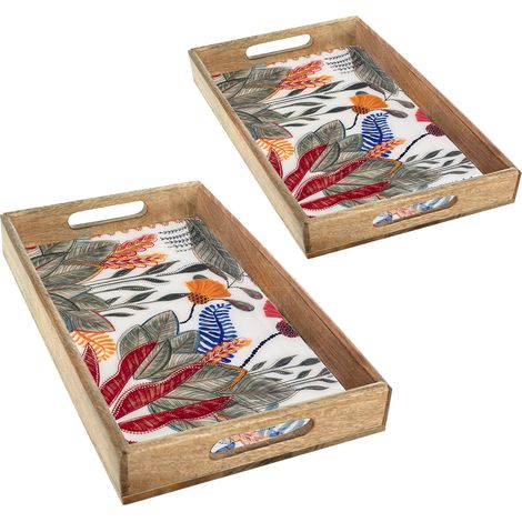 Set di 2 vassoi decorativi foglie tropicali