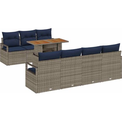 Garden Sofa Set 8 pcs 7-Seater Grey and Blue vidaXL (1/5)