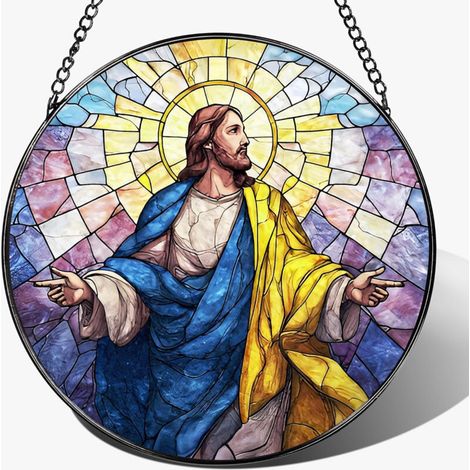 Attrape-soleil chrétien vitrail – Déco élégante 12.5 cm