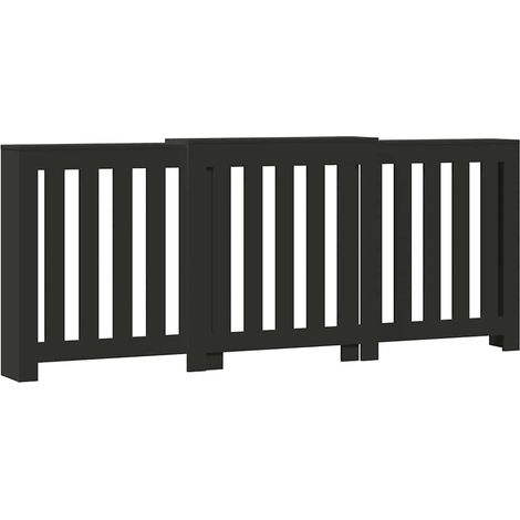 Cache-radiateur noir 205x21,5x83,5 cm bois d'ingénierie