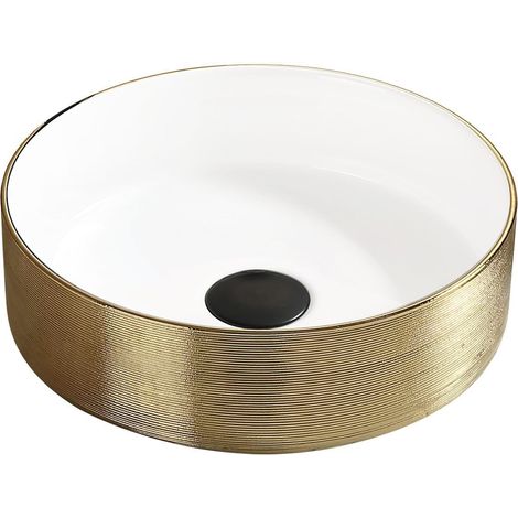 Mexen Clarisa lavabo de comptoir 36 x 36 cm, Blanc/Or - 22073655 (1/2)
