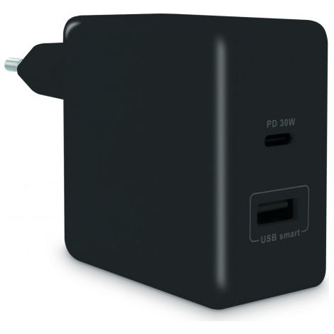 Chargeur secteur 2 USB (USB-C 30W + USB-A 12W) - noir (1/5)