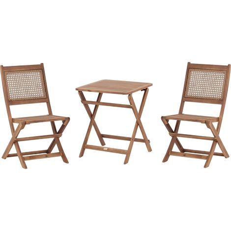 Bistro Set Folding PARAGGI Certified Acacia Wood Brown