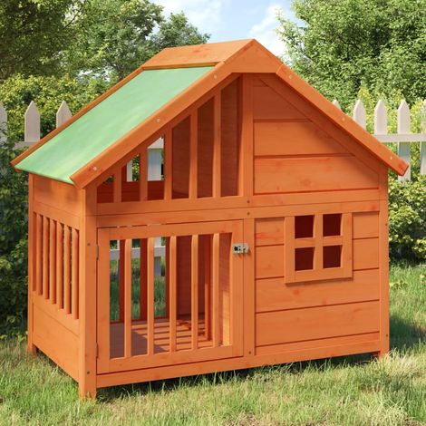 Niche pour chien marron en pin massif 96 x 60,5 x 87 cm