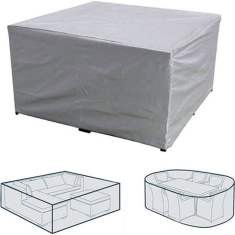 GENERIC-Housse de Protection pour Table Chaise Meubles, Robuste Tissu Oxford 210D Housse Salon de Jardin Bâche Meuble, Rectangulaire, Imperméable, Coupe-Vent, Anti-UV Extérieur (Argent-220x105x105cm) (1/5)