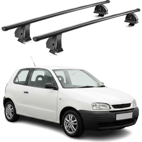 OMAC Stahl Dachträger Querträger Seat Arosa 1997-2004 – TÜV / DIN 75302:2019 – Abschließbar – Max. 75 kg – 2 Stangen – Schwarz (1/5)
