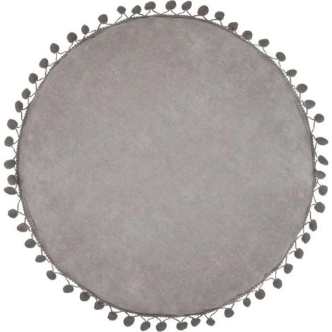 Coussin Déco "Pompons" 40cm Gris Clair