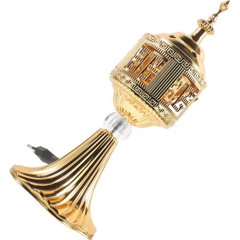 Brûleur de Parfum Couleur Or Vintage Portable en Métal Électrique Léger Design Rétro pour Table Intérieur Décoration Parfumée (1/5)