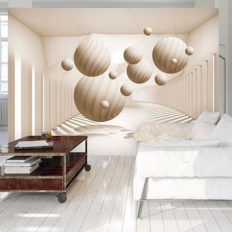Papier peint boules beiges - 200 x 140 cm