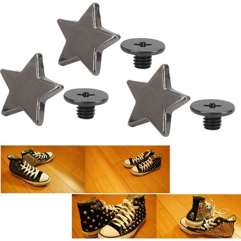 Rivets étoile à cinq branches à faire soi-même pour vêtements, chaussures et accessoires - Rivets étoile avec vis (20 pièces) - Finition canon de fusil mat