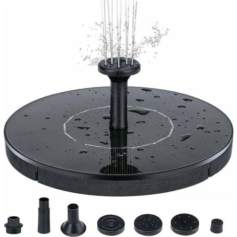 Solar Fountain Pump with 4 Nozzles, Energy-Saving Bird Fountain, Floating Solar Fountain Freestanding Solar Pond Pump, No Electricity Required, Speed, Diameter MUMU (1/4)