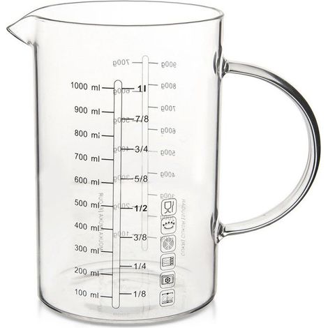Gobelet Doseur en Verre Borosilicaté - Précision - 18 x 10,5 x 16,5 cm - Transparent (1/5)