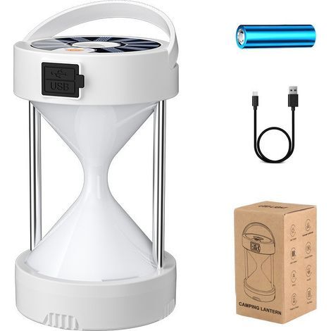 Lampe Solaire de Camping Rechargeable Lanterne Led a Piles 1800mAh Lampe Torche Lampes de Randonnée Lumière Solaire Extérieure Lampe Tente pour Camping/Pêche/Coupure de Courant Blanc (1/5)