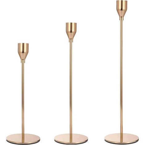 Lot de 3 bougeoirs pour table à manger, bougeoirs pour bougies, centre de table décoratif pour mariage, fête de Noël, pendaison de crémaillère. (1/4)