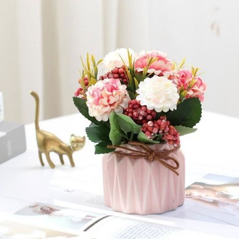 Bouquet de Fleurs Artificielles pour Mariage - LEOCLOTHO - Rose - 16 cm - Dcoration Maison Rose Rose Arti FLEUR-PLANTE ARTIFICIELLE (1/4)
