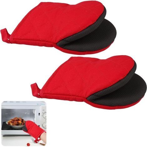 1 Paire Gant Four Anti Chaleur (19.5x15.5 cm), Résistant à la Chaleur de 260° Gant de Cuisine Four, Antidérapant en Caoutchouc Chloroprène et Coton Gant pour Four, Convient pour Cuisson, Grillades (1/4)