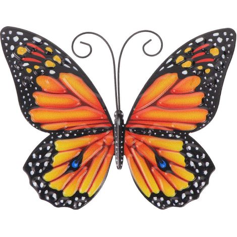 Papillons en fer, décoration murale, papillons artisanaux, ornements, papillons décoratifs en fer-16X12CM-Yellow (1/3)