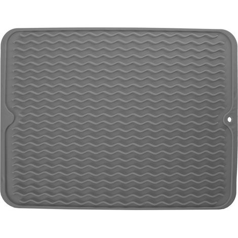 Alfombrilla escurridora de platos, escurridor de goma, almohadilla para platos, gris, 40 cm (1/5)