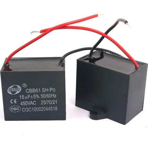 2 Stück CBB61 15uF 450V AC 50/60Hz Lüftermotor-Stromkondensator (1/3)