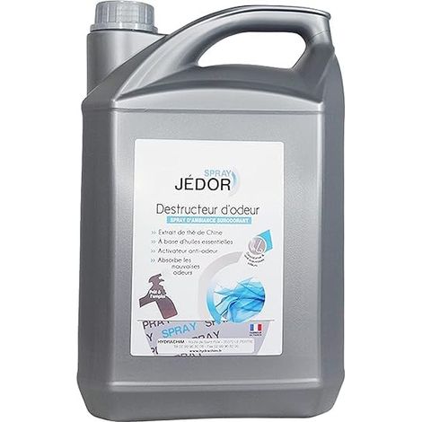 Liquide destructeur d'odeur 5L – Élimination efficace des mauvaises odeurs – Pour divers environnements – Formule concentrée – Jedor