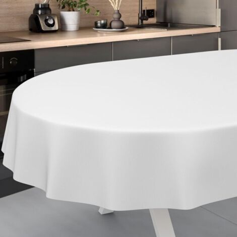 Bardusch-Nappe en Toile cirée, Lavable, pour Table de Jardin, extérieur, intérieur, Ovale, Bord coupé, Blanche, 220 x 140 cm (1/5)