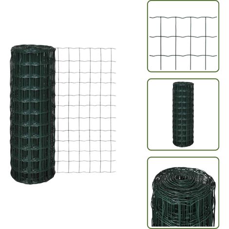 The Living Store Clôture euro Acier 25 x 0,8 m Vert - Clôture pour volailles (1/5)