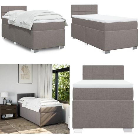 Boxspringbett mit Matratze Taupe 90x200 cm Stoff - Boxspringbett - Doppelbett - Bettenrahmen - Lattenrost - Matratze - Home & Living (1/5)
