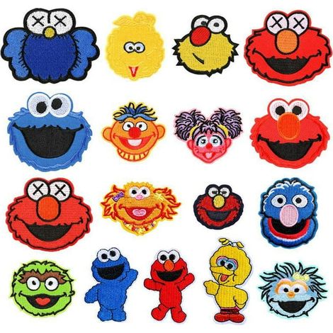 Lot de 17 patchs brodés Sesame Street autocollants pour vêtements, vestes, chapeaux, sacs à dos, jeans, étiquettes personnalisées (1/5)