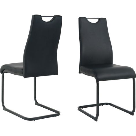 Lot de 2 chaises cantilever de salle à manger en simili cuir et pieds en métal noir - PANGIVO (1/5)