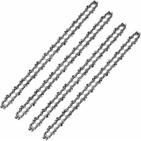 Chaîne de tronçonneuse 52 maillons, Pas 3/8" LP, Jauge 0.50" (1.3mm), Lot de 4 chaînes pour guide de 14" (35 cm), Low-Kickback, LARGEIGHT (1/4)