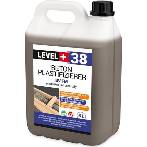 LEVEL+ Beton-Zusatzmittel Fliessmittel Plastifizierer Betonverflüssiger L+38 - 5L (1/2)