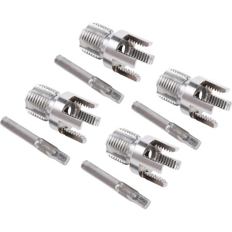 Lot de 4 taraudeuses tuyaux intérieur extérieur intégrées G1/2 acier 45 kit taraudage tube PVC plastique coupe-filet plomberie tige 1/4 (1/5)