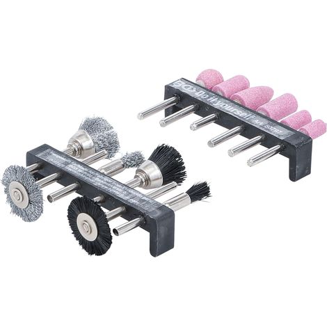 Jeu de brosses à fil d’acier/matière plastique pour meuleuse 12 pièces (1/4)
