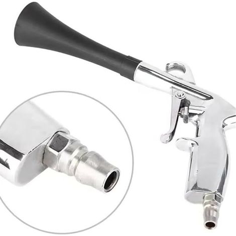 Pistolet de nettoyage haute pression pour voiture avec compresseur, argent et noir, détail auto, soufflage air comprimé (1/5)