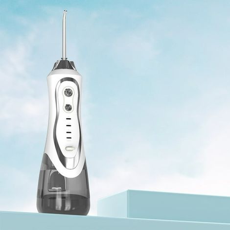 Brosse à dents hydraulique sans fil, irrigateur dentaire électrique avec 4 buses, portable, rechargeable, étanche IPX7, autonomie longue durée, nettoyage interdentaire efficace. (1/5)