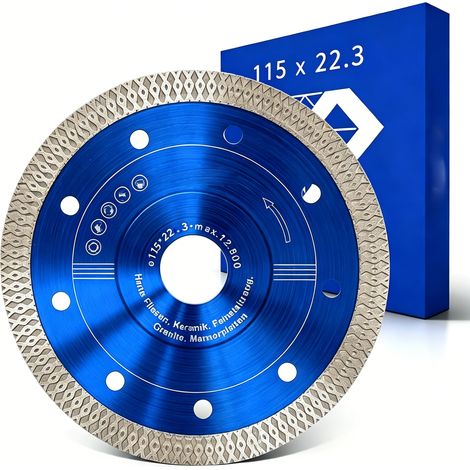 Disque diamanté 115 mm pour la découpe de carrelage dur (céramique, porcelaine, grès cérame, granit, marbre) - Disque diamanté 125 mm x 22,23
