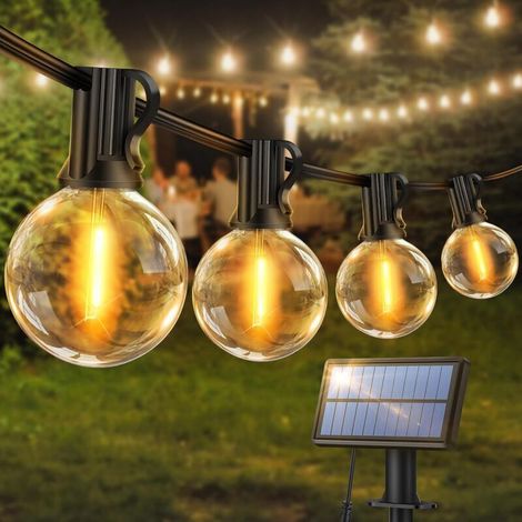 Ghirlanda luminosa solare da esterno da 15,2 m per giardino, patio, terrazza, matrimoni e feste – Illuminazione decorativa a risparmio energetico (1/4)