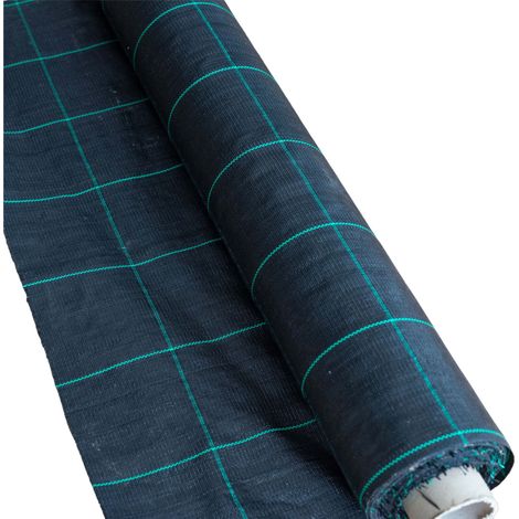 Tissu anti-herbe 52,5m²- Tissu à bandelettes 1,05m x 50m noir, 100 g/qm film anti-herbe (1/5)